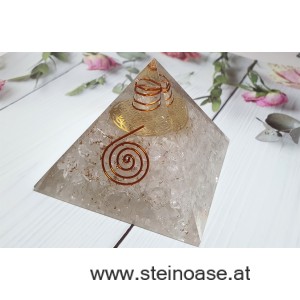 Orgonit Pyramide: Bergkristall & Blume des Lebens & Spirale & Herkimer Diamant